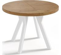 WFL GROUP Table à Manger Extensible Ronde Designer - Style Loft, Industriel, Peu Encombrant - Pieds Blanc - 100 à 150 Cm - pour 5-8 Personnes - Fabriqué en UE - Chêne Lancelot - 150 Cm