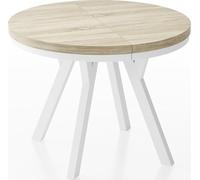 WFL GROUP Table à Manger Extensible Ronde Designer - Style Loft, Industriel, Peu Encombrant- Pieds Blanc - 100 à 200 Cm - pour 5-10 Personnes - Fabriqué en UE - Chêne Sonoma - 200 Cm