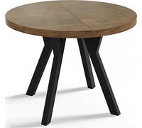 WFL GROUP Table à Manger Extensible Ronde Designer - Style Loft, Industriel, Peu Encombrant - Pieds Noirs - 100 à 200 Cm - pour 5-10 Personnes - Fabriqué en UE - Chêne Lefkas - 200 Cm