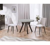 WFL GROUP Table à Manger Extensible Ronde Designer - Style Loft, Industriel, Peu Encombrant - Pieds Noirs - 100 à 200 Cm - pour 5-10 Personnes - Fabriqué en UE - Gris Béton - 200 Cm
