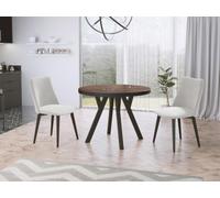 WFL GROUP Table à Manger Extensible Ronde Designer - Style Loft, Industriel, Peu Encombrant - Pieds Noirs - 100 à 200 Cm - pour 5-10 Personnes - Fabriqué en UE - Arvadonna - 200 Cm