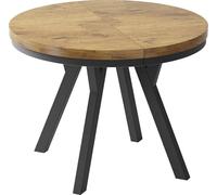 WFL GROUP Table à Manger Extensible Ronde Designer - Style Loft, Industriel, Peu Encombrant - Pieds Noirs - 100 à 150 cm - pour 5-8 Personnes - Fabriqué en UE - Chêne Lancelot - 150 cm