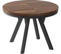 WFL GROUP Table à Manger Extensible Ronde Designer - Style Loft, Industriel, Peu Encombrant - Pieds Noirs - 100 à 150 Cm - pour 5-8 Personnes - Fabriqué en UE - Arvadonna - 150 Cm