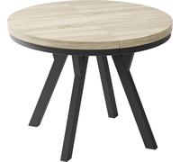 WFL GROUP Table à Manger Extensible Ronde Designer - Style Loft, Industriel, Peu Encombrant - Pieds Noirs - 100 à 200 Cm - pour 5-10 Personnes - Fabriqué en UE - Chêne Sonoma - 200 Cm