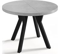 WFL GROUP Table à Manger Extensible Ronde Designer - Style Loft, Industriel, Peu Encombrant - Pieds Noirs - 100 à 150 Cm - pour 5-8 Personnes - Fabriqué en UE - Gris Béton - 150 Cm