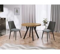 WFL GROUP Table à Manger Extensible Ronde Designer - Style Loft, Industriel, Peu Encombrant - Pieds Noirs - 100 à 150 Cm - pour 5-8 Personnes - Fabriqué en UE - Chêne Lancelot - 150 Cm
