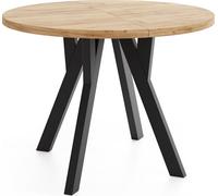 WFL GROUP Table à Manger Extensible Ronde Designer - Style Loft, Peu Encombrant - Pieds en Bois Noir - Table Gain De Place 100 à 200 Cm - pour 5-10 Personnes - Chêne Craft Marron - 200 Cm