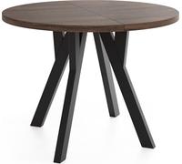 WFL GROUP Table à Manger Extensible Ronde Designer - Style Loft, Peu Encombrant - Pieds en Bois Noir - Table Gain De Place 80 à 160 Cm - pour 4-8 Personnes - Chêne Marron Foncé - 160 Cm