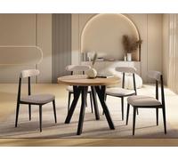 WFL GROUP Table à Manger Extensible Ronde Designer - Style Loft, Peu Encombrant - Pieds en Bois Noir - Table Gain De Place 80 à 160 Cm - pour 4-8 Personnes - Chêne Craft Marron - 160 Cm