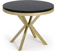 Table à Manger Extensible Ronde - Table Style Loft Avec Doré Pieds En Métal - 90 à 170 Cm - Table Ronde Style Industriel Pour Le Salon - Compacte -