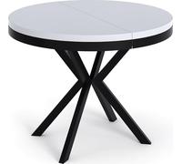 WFL GROUP Table à Manger Extensible Ronde - Table Style Loft avec Pieds en Métal - 100 à 180 cm - Table Carré Style Industriel pour Le Salon - Compacte - Blanc - 90 cm