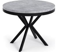 WFL GROUP Table à Manger Extensible Ronde - Table Style Loft avec Pieds en Métal - 100 à 180 cm - Table Carré Style Industriel pour Le Salon - Compacte - Béton Gris - 100 cm