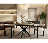 WFL GROUP Table à Manger Extensible Ronde - Table Style Loft avec Pieds en Métal - 90 à 170 Cm - Table Ronde Style Industriel pour Le Salon - Compacte - Chêne Sonoma - 90 Cm