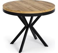 WFL GROUP Table à Manger Extensible Ronde - Table Style Loft avec Pieds en Métal - 90 à 170 Cm - Table Ronde Style Industriel pour Le Salon - Compacte - Chêne Craft - 90 Cm