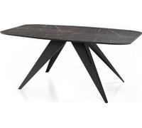 WFL GROUP Table à Manger Extensible Style Loft - Table Industrielle avec Pieds Métalliques Noirs - Design Moderne pour Salon - 160 Cm Extensible à 200 Cm - Marbre Noir