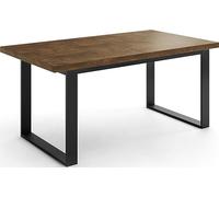 WFL GROUP Table à Manger Rectangulaire pour Salon - Style Loft Industriel avec Pieds en Métal Noir - Table à Manger Extensible De 160 Cm à 240 Cm - Fabriqué en UE - 160 X 90 Cm - Chêne Lefkas