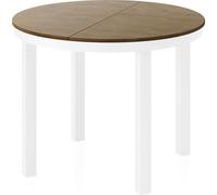 WFL GROUP Table à Manger Ronde Extensible avec Pieds Métalliques Blancs - Table Industrielle - Table Gain De Place pour Salon, Salle à Manger Ou Cuisine - 100 Cm à 180 Cm - Chêne Lefkas