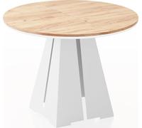 Table à Manger Ronde Extensible Avec Piètement Métallique Blanc - Table Industrielle Moderne Pour Salle à Manger Ou Cuisine - 120 Cm à 200 Cm -