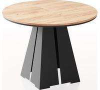 WFL GROUP Table à Manger Ronde Extensible avec Piètement Métallique Noir - Table Industrielle Moderne pour Salle à Manger Ou Cuisine - 100 Cm à 180 Cm - Fabriqué en UE - Chêne Craft
