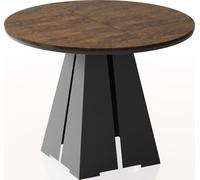 WFL GROUP Table à Manger Ronde Extensible avec Piètement Métallique Noir - Table Industrielle Moderne pour Salle à Manger Ou Cuisine - 100 Cm à 180 Cm - Fabriqué en UE - Chêne Lefkas