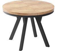 WFL GROUP Table à Manger Ronde Extensible Designer - Style Loft, Industriel, Peu Encombrant - Pieds Noirs - 90 à 170 cm - pour 4-8 Personnes - Fabriqué en UE - Chêne Wotan - 170 cm