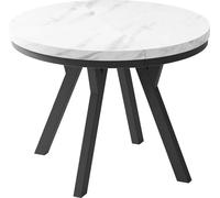 WFL GROUP Table à Manger Ronde Extensible Designer - Style Loft, Industriel, Peu Encombrant - Pieds Noirs - 100 à 200 Cm - pour 5-10 Personnes - Fabriqué en UE - Marbre Blanc - 200 Cm