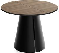 WFL GROUP Table à Manger Ronde Extensible Style Loft - 100 à 180 Cm - Table Industrielle avec Pieds en Métal Coniques Noirs pour 5 à 8 Personnes - Gain De Place pour Salon - Marron Noyer