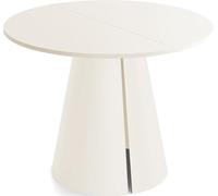 WFL GROUP Table à Manger Ronde Extensible Style Loft - 100 à 180 Cm - Table Industrielle avec Pieds en Métal Coniques Beige Cachemire pour 5 à 8 Personnes - Gain De Place - Beige Cachemire