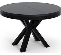 Table à Manger Ronde Extensible Style Loft - Table Industrielle Avec Pieds En Métal Noir - Gain De Place Pour Salon Et Séjour - Noir - 120 Cm