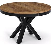 WFL GROUP Table à Manger Ronde Extensible - Table Style Loft avec Pieds en Métal - Table Style Industriel pour Le Salon Séjour - Gain de Place - Chêne Lefkas- Noir - 100 cm