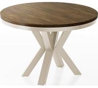 WFL GROUP Table à Manger Ronde Extensible Style Loft - Table Industrielle avec Pieds Métalliques Beige Cashmere - Table Gain De Place pour Salon - Chêne Lefkas - 100 à 180 Cm