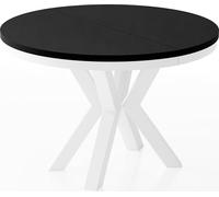 WFL GROUP Table à Manger Ronde Extensible Style Loft - Table Industrielle avec Pieds Métalliques Blancs - Table Gain De Place pour Salon - Noir - 120 à 200 Cm