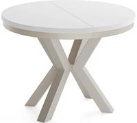 WFL GROUP Table à Manger Ronde Extensible Style Loft - Table Industrielle avec Pieds Métalliques Gris-Beige Cachemire - Table Gain De Place pour Salon - Blanc - 120 à 200 Cm