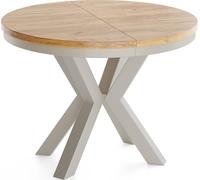 WFL GROUP Table à Manger Ronde Extensible Style Loft - Table Industrielle avec Pieds Métalliques Gris-Beige - Table Gain De Place pour Salon - Chêne Craft Or - 120 à 200 Cm