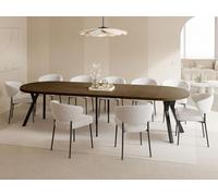WFL GROUP Table à Manger Ronde Extensible XXL Style Loft - 100 à 300 Cm - Grande Table avec Pieds en Bois Noir - Table Extra Longue pour 5 à 16 Personnes - Industriel - Chêne Marron Rustique