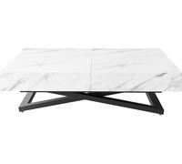 WFL GROUP Table Basse Relevable Extensible Cavetta U - Table Multifonction Salon Salle à Manger 120-200/80/27-76 Cm Marbre Blanc