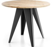 WFL GROUP Table De Salle à Manger Ronde De Style Industriel - Moderne - Extensible De 100 Cm à 140 Cm - Pieds Métalliques Noirs - Compact pour Petite Cuisine Ou Salon - Chêne Craft