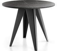 WFL GROUP Table De Salle à Manger Ronde De Style Industriel - Moderne - Extensible De 90 Cm à 130 Cm - Pieds Métalliques Noirs - Compact pour Petite Cuisine Ou Salon - Mabre Noir
