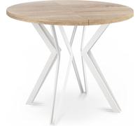 WFL GROUP Table Ronde Salle à Manger - 100/120 Cm De Diamètre - Table à Rallonges avec Pieds en Métal Blanc - Style Industriel - Compacte