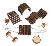 WFNIHONHON 8pcs Squirrel en Bois Swing Jouet Hamster drôle de Hamster Petit Animal de Compagnie Jouant Un Ensemble de Jouets