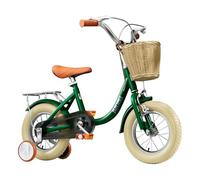 WFNIHONHON Vélos pour Enfants vélo d'entraînement pour débutants avec Roues d'entraînement Frein Avant arrière Panier Amovible (Verte)
