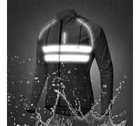 WFNIHONHON Veste de Cyclisme pour Marque, légère en Polyester imperméable, Bandes réfléchissantes pour la sécurité Nocturne, Poches latérales zippées, Capuche rangeable, Ourlet (XL)