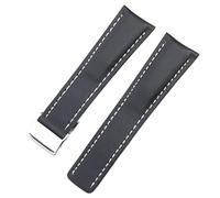 WFRUEDWC 22 mm 24 mm en cuir authentique en cuir noir brun de brun pour Breitling Men Watch Watch Strap Deployment fermoir