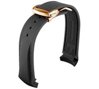 WFRUEDWC Bande de montre en caoutchouc à extrémité incurvée de 20 mm 22 mm pour bracelets de montre Omega Seamaster avec bracelets de luxe pliants Bracelets en silicone