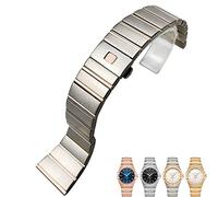 WFRUEDWC Bandes de montre en acier inoxydable de 18 mm 23 mm 25 mm Slecche de montre de boucle pliante pour Omega Double Eagle Constellation Seamaster Bracelet
