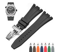 WFRUEDWC Pour AP Royal Oak Offshore 15400/15202/15703 SILICONE SILICONE SILICON MELLEMENT ACCESSOIRES STRAPE MONTRE 27 mm 28 mm (Couleur: 10 mm fermoir en or, taille: 27 mm)