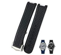 WFRUEDWC Sangle de montre en caoutchouc incurvée de 20 mm ajustement pour Omega AT150 Aqua Terra Seamaster 300 en acier Déploiement de boucle de boucle
