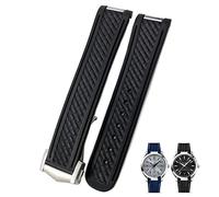 WFRUEDWC Sangle de montre en caoutchouc incurvée de 20 mm ajustement pour Omega AT150 Aqua Terra Seamaster 300 en acier Déploiement de boucle de boucle