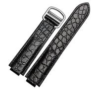 WFRUEDWC STRAPE AMERICAN CROCODILE DE COURTURE DE CRODICATION APPROPRIÉS POUR CARTIER BLUE BLON BULON CONVEX STRAP 18 MOMME MEN ET FEMMES NOIR (COULEUR: 10 mm fermoir en or, taille: 20-12 mm)