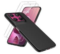 WFTE Coque pour Motorola Moto G37/G47 5G Housse Etui en Mate TPU Souple Protection en Silicone [Antichoc][Antidérapante] [Anti-Empreintes digitales] Case, 2 Pièces Verre Trempé Motorola G47- Noir